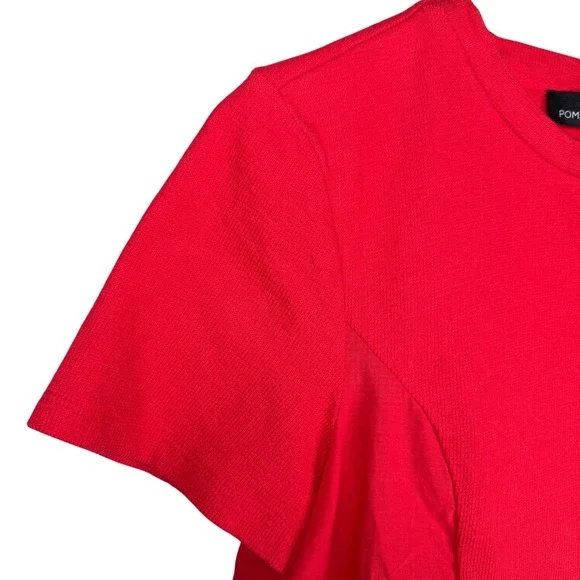 Pomander Place Red Eyelet Peplum T Shirt Women's Size S Short Sleeve Casual Top - Picture 5 of 8